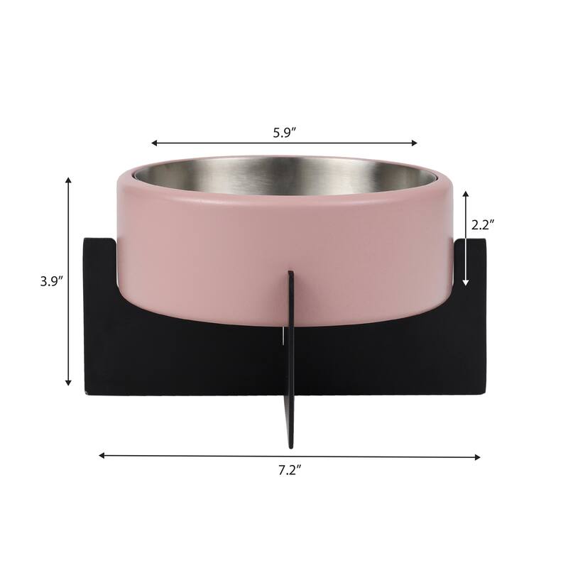 Intersecta Concrete & Steel Pet Feeder - 16oz with Metal Stand