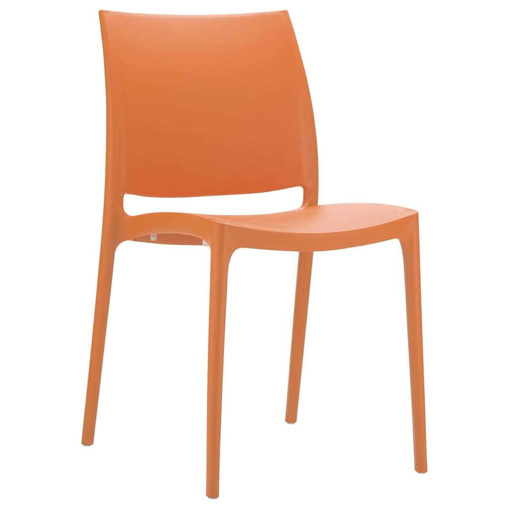 32" Orange Resin Solid Weather Resistant Outdoor Dining Chair