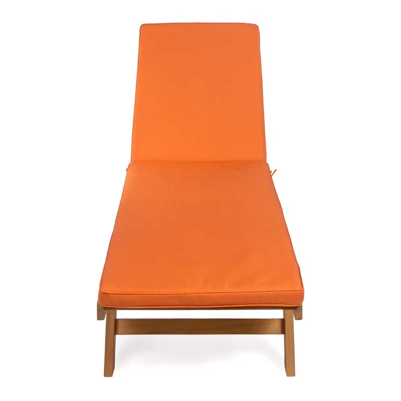 Adjustable Outdoor Chaise Lounge w/ Cushion & Wheels - JONATHAN Y - Orange
