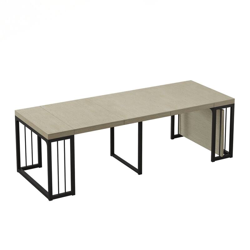 23.62" - 118" Stretching Length, Modern Extendable Dining Table,Seats 2-10 People,,Space-Saving Wood Dining Table for Kitchen