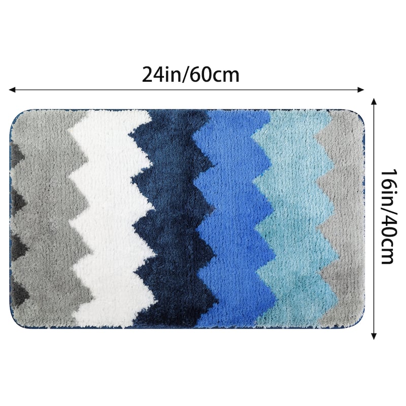 Waves Stripe Bathroom Carpet, Extra Soft and Absorbent Bath Mat, Non-Slip Rug for Bathroom, Tub, Shower