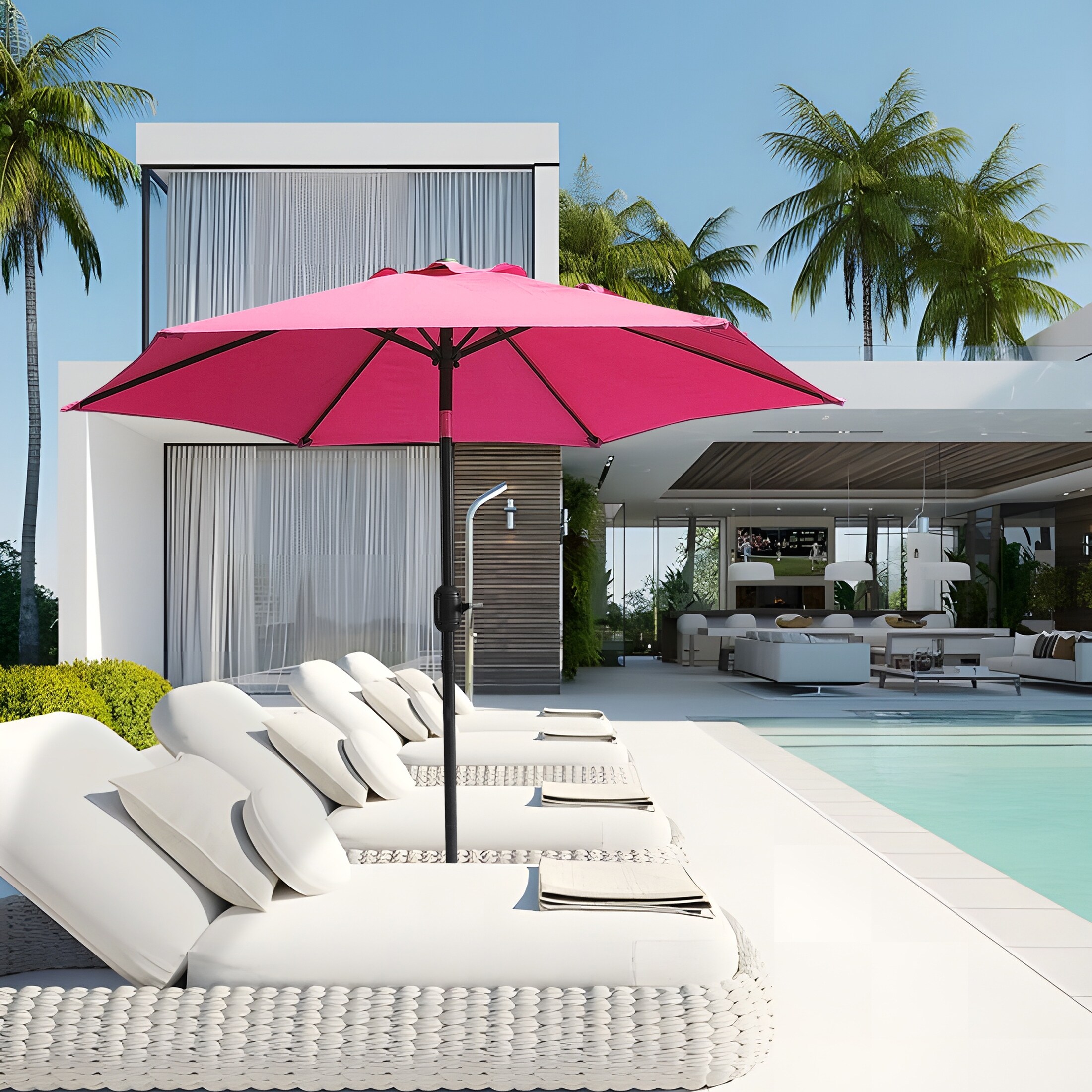 7.5 pink patio umbrella Business & Pleasure Co. The A shady spot on a warm day offers a perfect opportunity to enjoy the outdoors 7.5-ft Aluminum Yellow Market Patio