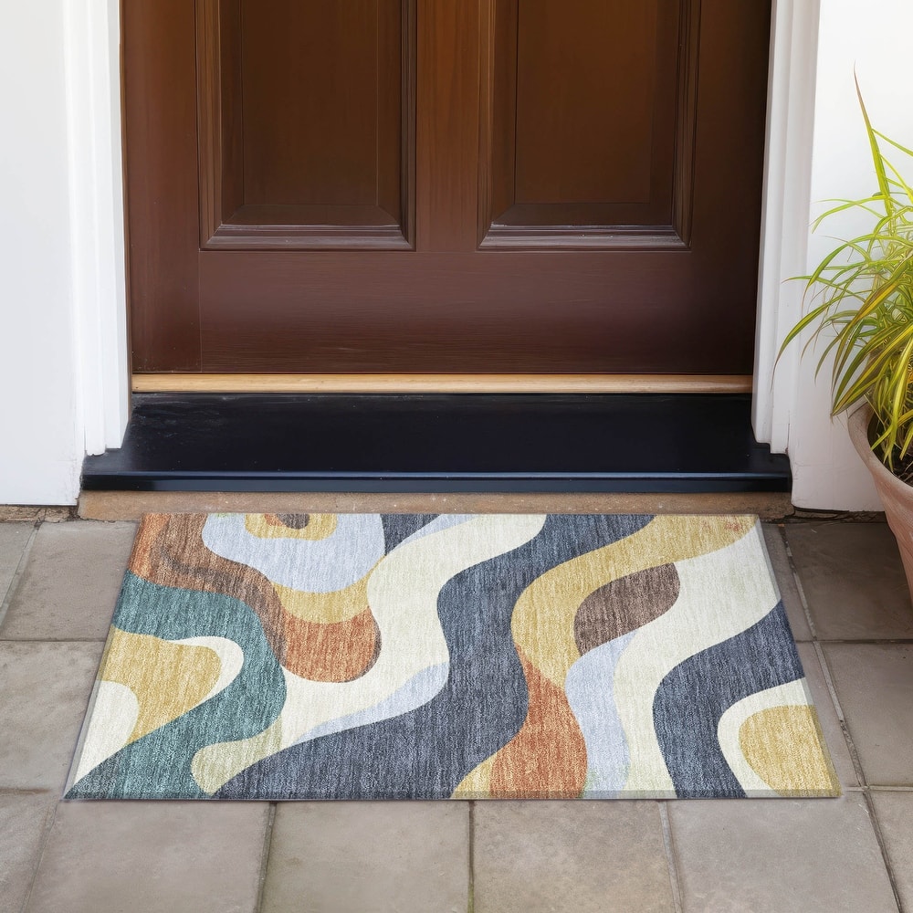 Machine Washable Indoor/Outdoor Casual Contemporary Chantille Rug