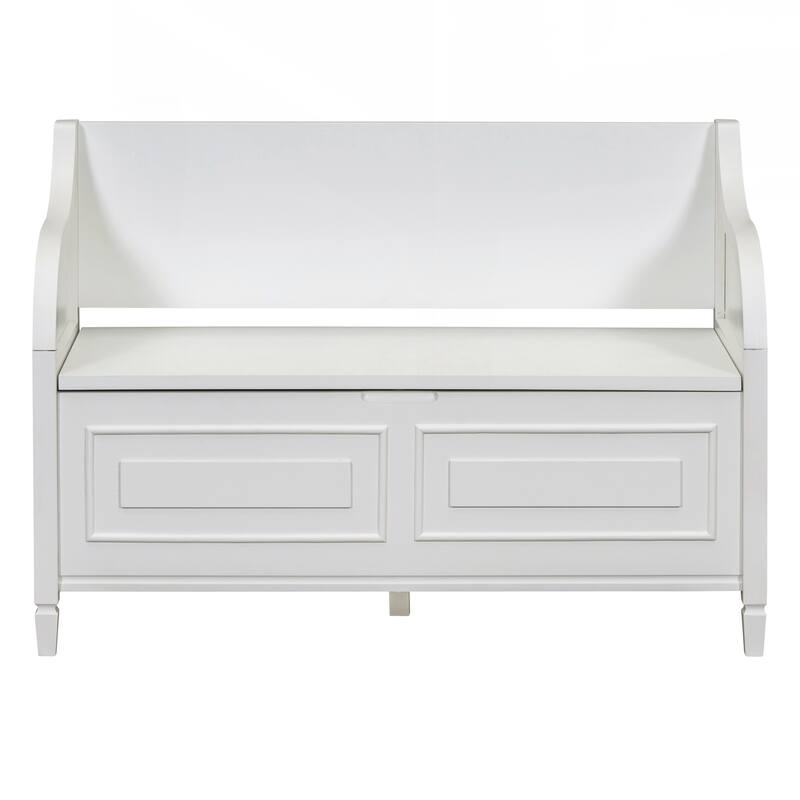 Rustic Style Solid wood Entryway Multifunctional Storage Bench with Safety Hinge