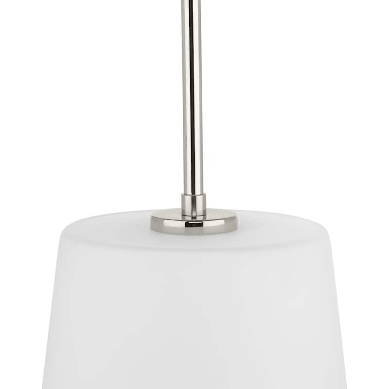 Clarion Collection One-Light Polished Nickel Etched White Transitional Pendant - 10.5 in x 10.5 in x 15.87 in