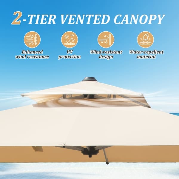 blue patio umbrella near me Better Homes & Gardens Outdoor 9' Blue Scallop Round Premium Crank Lift + 3 Angle Tilt Market Patio Umbrella