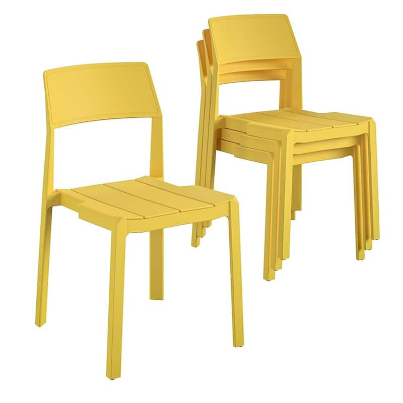 The Novogratz Poolside Collection Chandler Indoor/Outdoor Chairs Set - Set of 4 - Yellow
