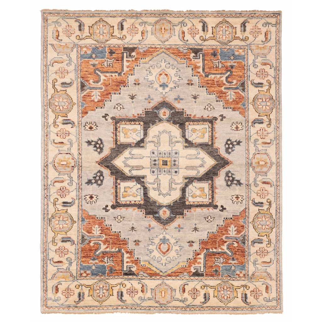 ECARPETGALLERY Hand-knotted Jules Serapi Light Grey Wool Rug - 8'0 x 9'11