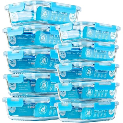 Glass Meal Prep Containers, Food Storage Containers with Lids Airtight, Glass Lunch Boxes, Microwave, Oven