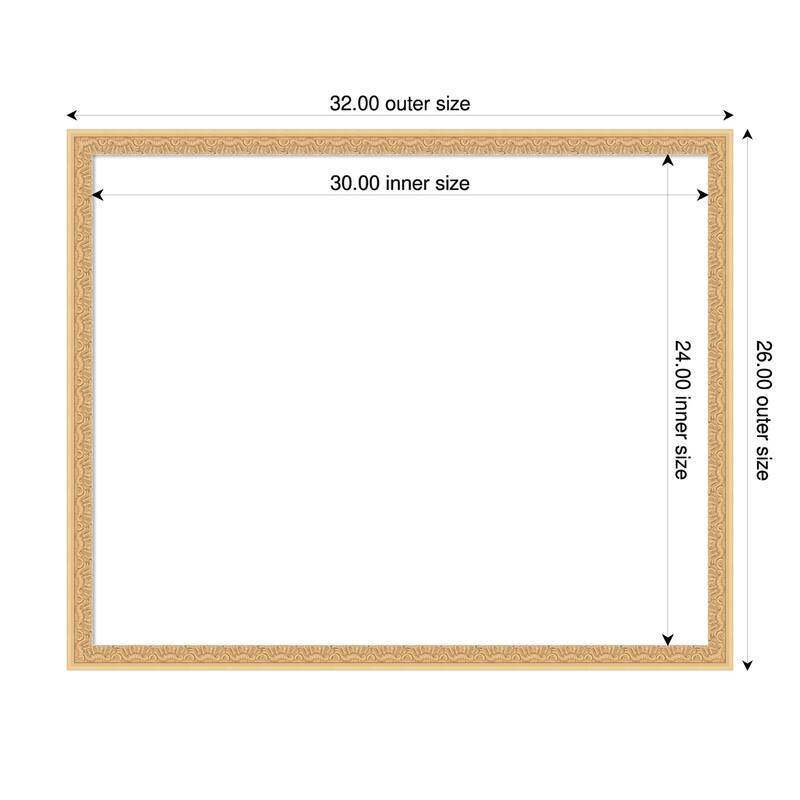 Bethany Framed Dry Erase Magnetic Board - 32 x 26 in - Bethany Gold