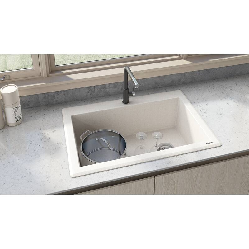 Ruvati 33 x 22 inch epiGranite Drop-in Topmount Granite Composite Single Bowl Kitchen Sink - Caribbean Sand - RVG1033CS