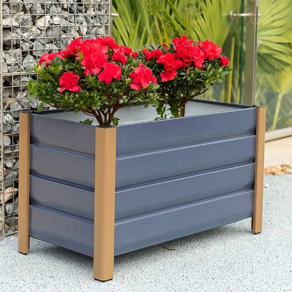 23.62" Single-Layer Deep Bottom Drainable Planting Bed, Raised Garden Bed, Grey - N/A