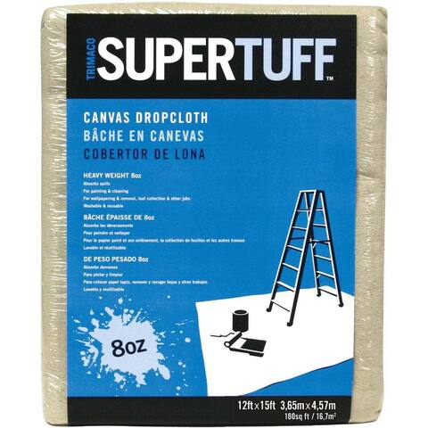 Trimaco SuperTuff Canvas 12 Ft. x 15 Ft. 8 Oz. Drop Cloth - 1 Each
