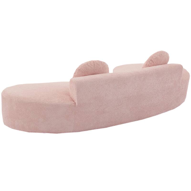 Curved Sofa Couch with Chaise, Modern Sleeper Sofa with Ottoman Bench, 105.5"