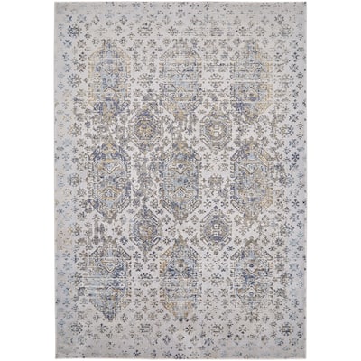 Crowford Vintage Oriental Style Rug, White/Gold, Accent Rug