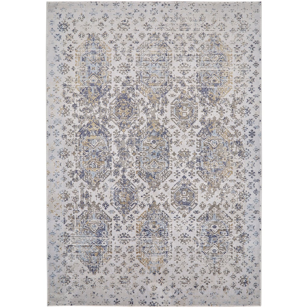 Crowford Vintage Oriental Style Rug, White/Gold, Accent Rug