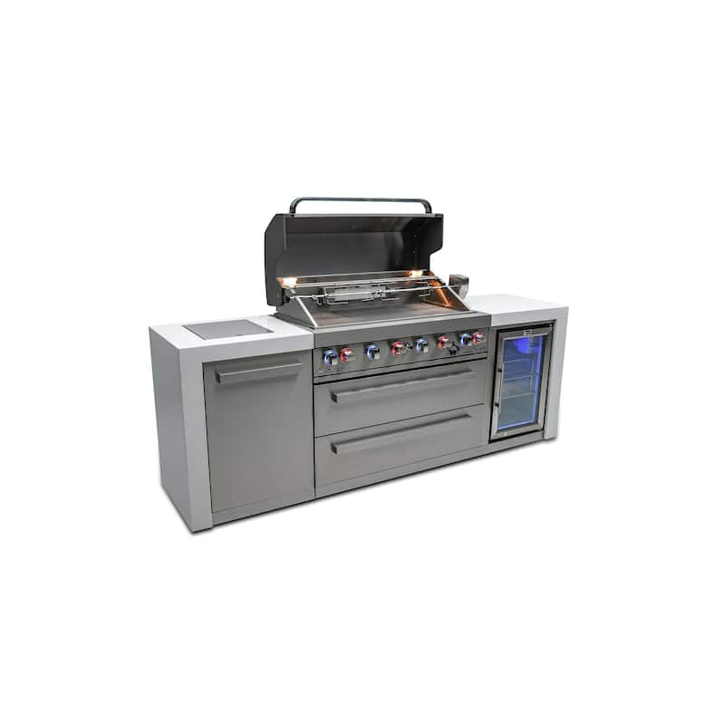 Mont Alpi MAi805-DFC-COMBO Deluxe Stainless Steel Modular Outdoor Kitchen Island with Charcoal Tray, Griddle Plate & Pizza Oven