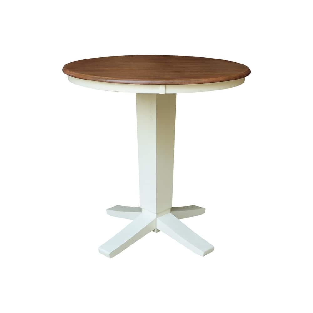 36 in Solid Wood Round Top Pedestal Dining Table