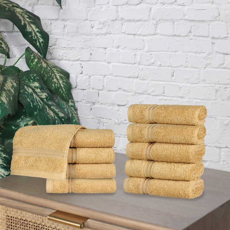 Superior Heritage Egyptian Cotton Absorbent Face Towel Set of 10 - Gold