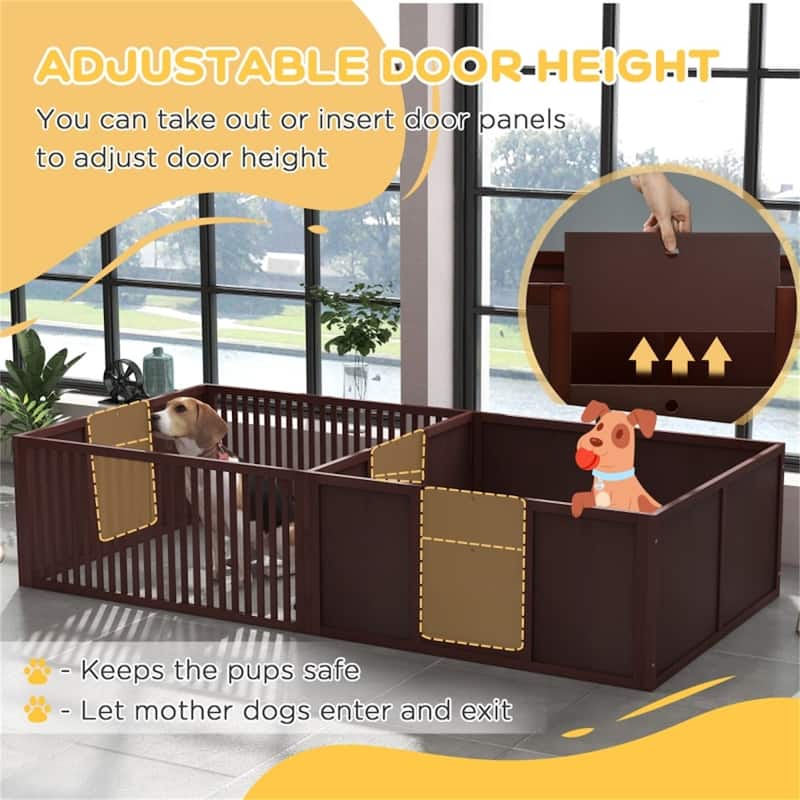 Durable Pinewood Dog House with Removable Panels - 81" L x 39.25" W x 19.75" H