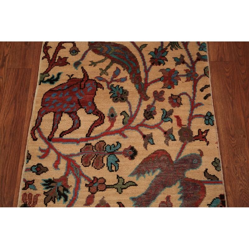 Animals Kazak Oriental Foyer Rug Hand-Knotted Wool Carpet - 2'0" x 3'0"