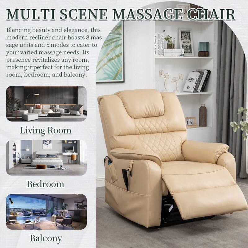Best Choice Leather Dual Motor Power Lift Recliners - Lift Assist Recliner with Massage/Heating 400lbs