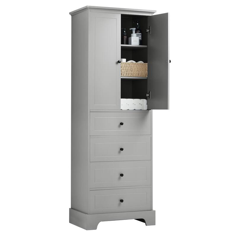 GDFStudio - Evelyn Tall Storage Cabinet with Drawers and Adjustable Shelving for Multi-Room Organization