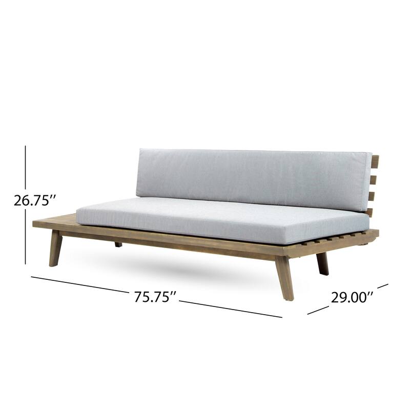 Outdoor 2-Seater Sofa, 76 Inch Slatted Acacia Wood w Built in Table