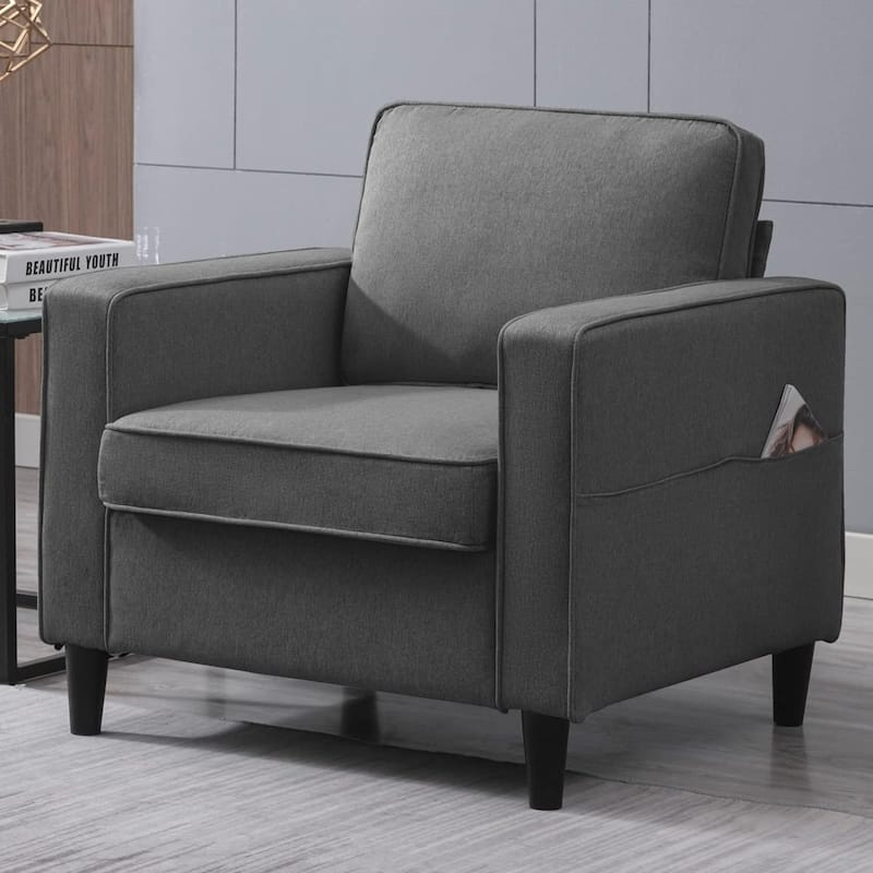 Mixoy Convertible Living Room Furniture Set-Single Sofa/Loveseat/3-Seat Sofa with Ottoman for DIY Combination - Dark Grey-1 - Reversible