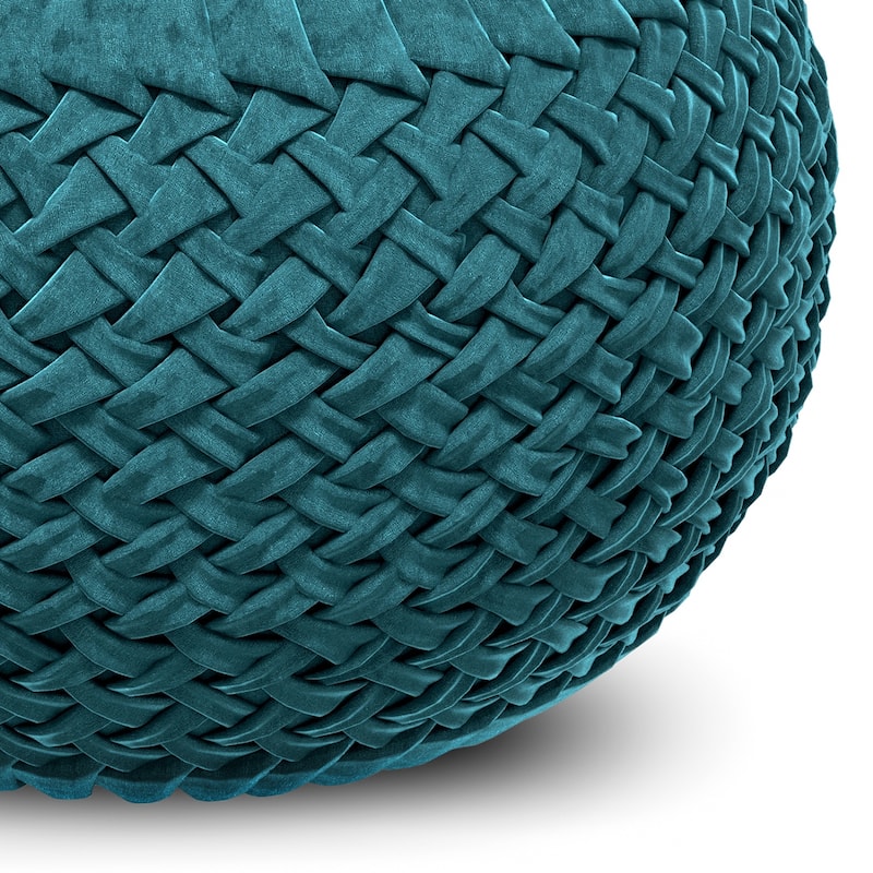 WYNDENHALL Faye Round Pouf in Velvet Fabric