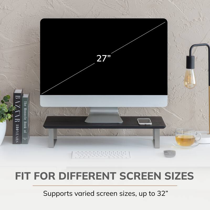 Jani Wood Monitor Stand Riser Desk - Ergonomic Design Stand, Desktop Organizer Table for Home, Office Workspace, Gaming Desk