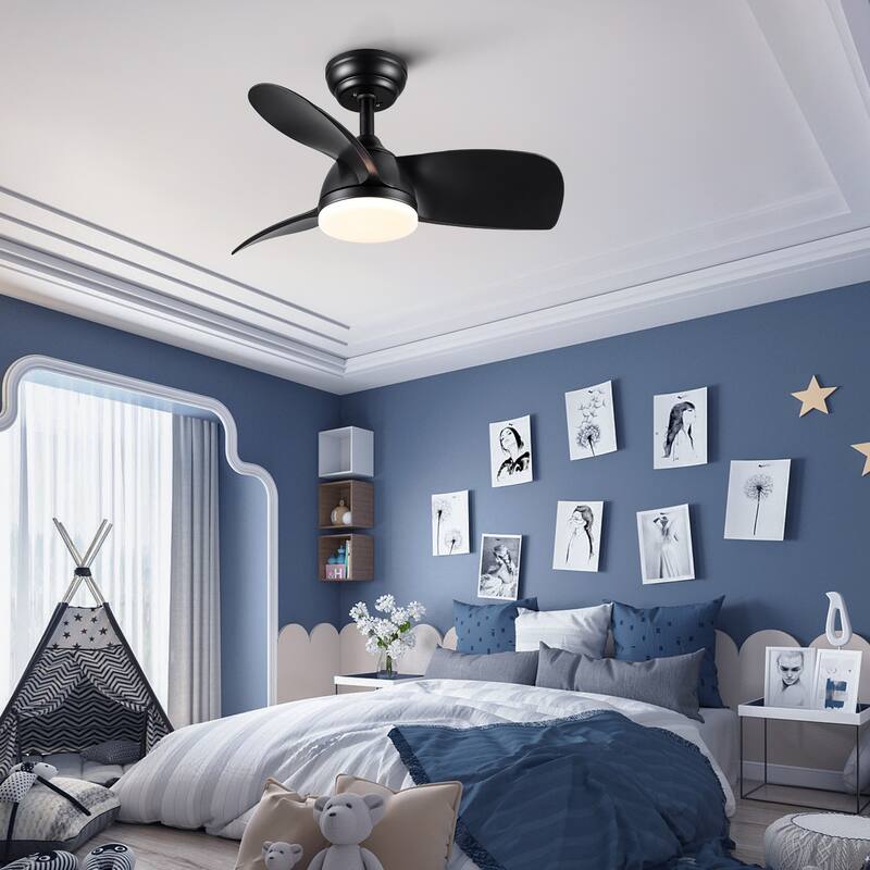Modern Ceiling Fan Light with 3 Color Temperatures and 3 Blades, 6 Speed Adjustment for Bedroom and Living Room - Black