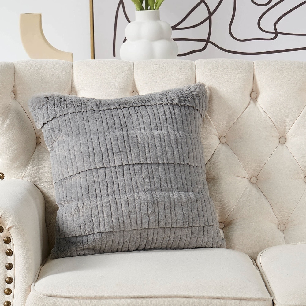 1 Pc Sculpted Stripe FauxFur Pillow Shell Decorative Cushion Cover