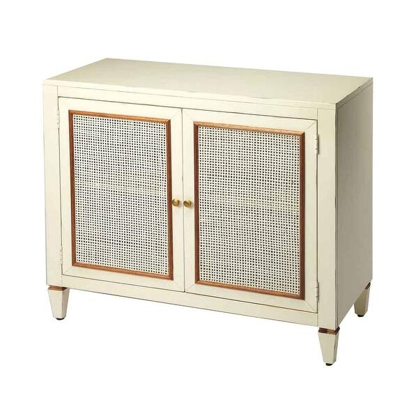 Offex Hyannis White Distressed Solid Mahogany Wood Console