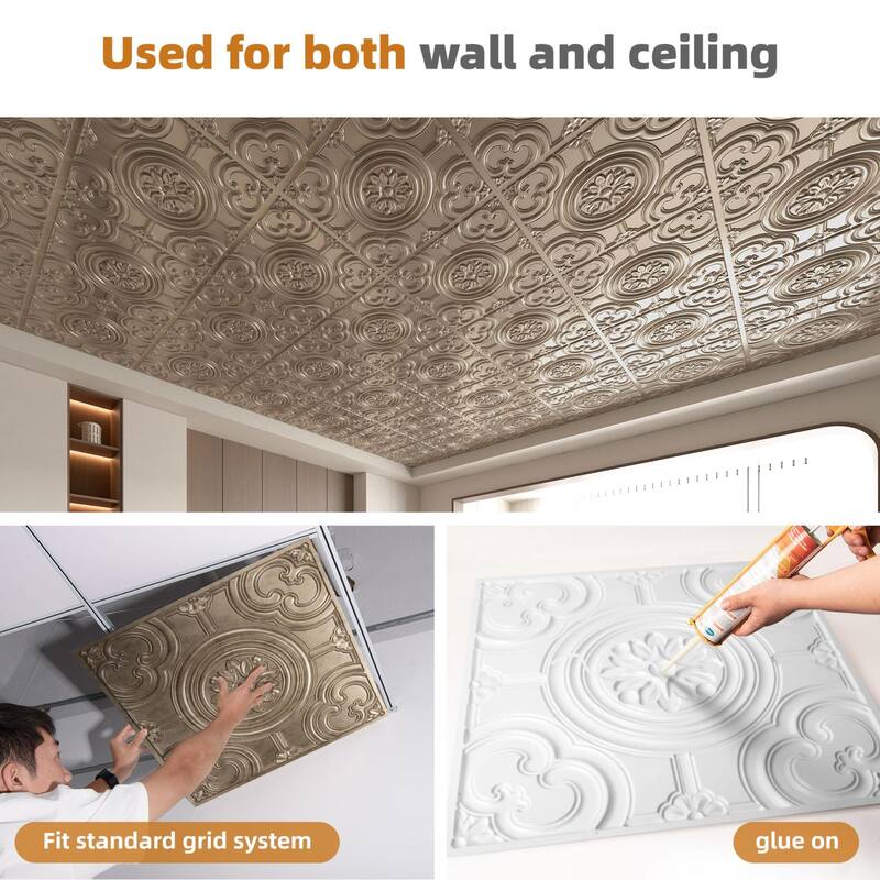 Atr3d 12 Pack 24"x24" 3D Wall Panel Ceiling Tiles Cover 48 Sq.Ft. for Home Decor