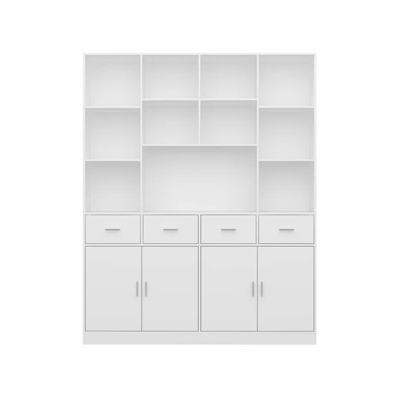 Bookshelf Bookcase with 4 Doors,4 Drawers & Storage Shelve,Black - 78.7"H
