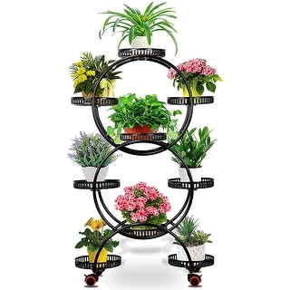 6-Tier 9 Potted Metal Plant Stands with Wheels