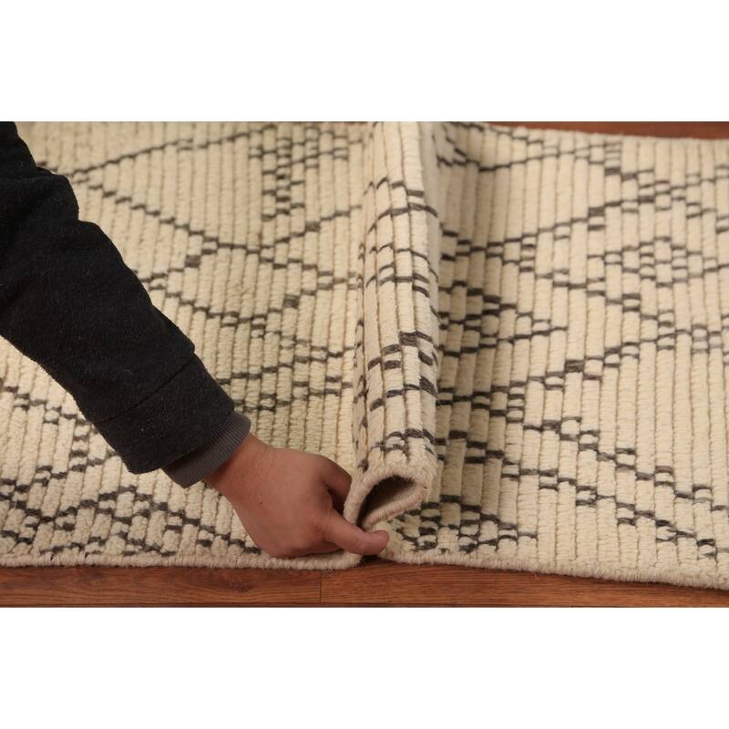 Earth Tone Moroccan Indian Accent Rug Hand-Knotted Wool Carpet - 2'0"x 3'0"