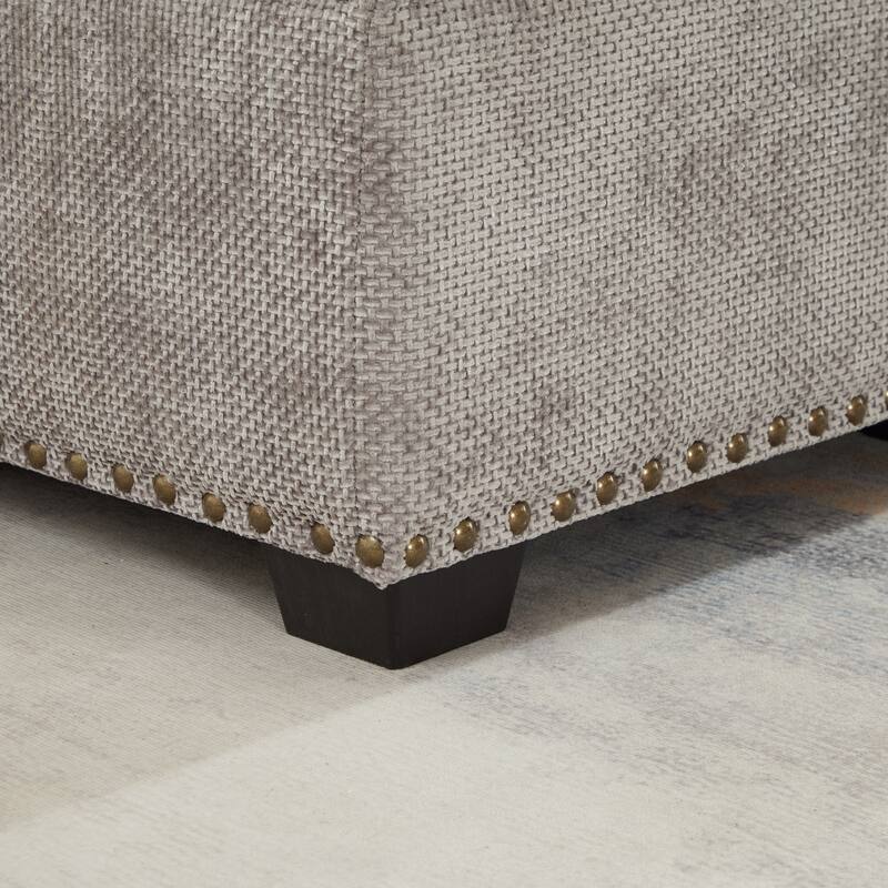 L-Shaped Chenille Sectional Sofa with Pull-Out Bed, Upholstered Convertible 7-Seater Sofa with Storage Ottoman & 2 Pillows