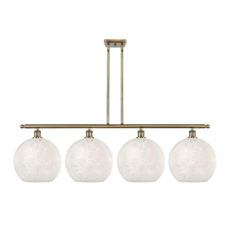 Innovations Lighting 516-4I-14-51-White Mouchette-Indoor Pendant White - Antique Brass / White Mouchette