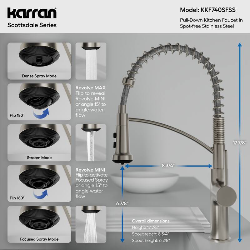 Karran Scottsdale Single Handle Commerical Pull-Down Sprayer Kitchen Faucet