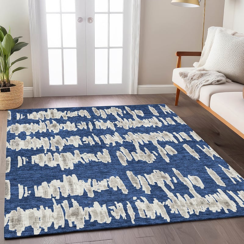 Machine Washable Indoor/ Outdoor Chantille Abstract Contemporary Rug