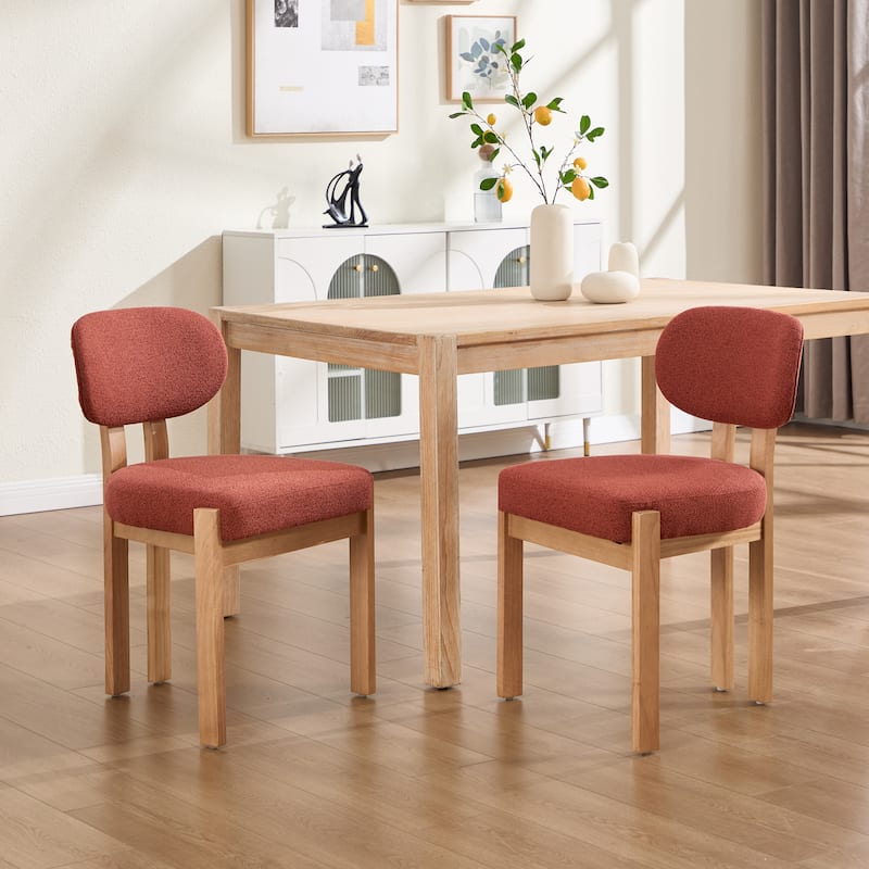 Wooden Dining Chairs Set of 2, Modern Fabric Upholstered Dining Room Chair Kitchen Chairs, Farmhouse Dinner Chair for Kitchen