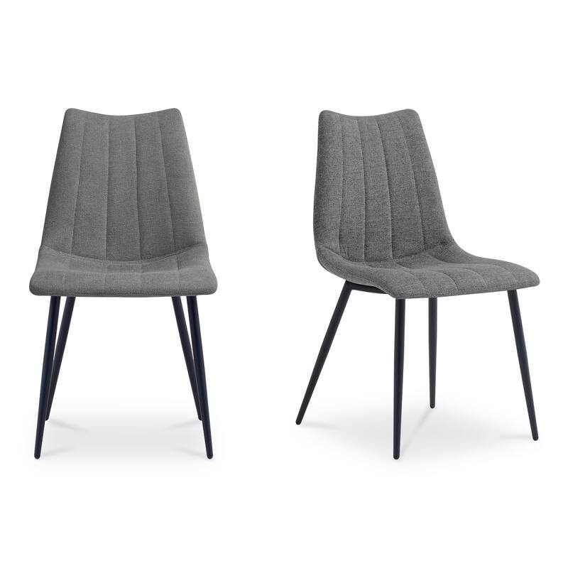 NADAAL STUDIOS Florian Dining Chair, Performance Fabric Upholstery, Vertical Stitching, Dark Grey - Set of 2 - Dark Grey