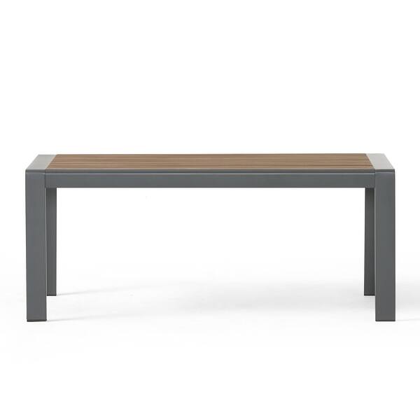 slide 2 of 8, Davos Outdoor Aluminum Outdoor Coffee Table by Christopher Knight Home Dark Grey + Silk-Screen Brown