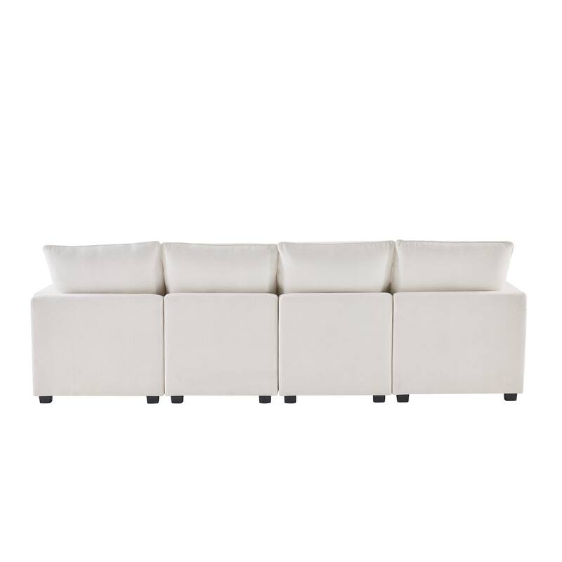 Modular Sectional Sofa Sets with Chaise, Free Combination Couch U Shape Sectional Sofa with Removable Ottomans for Living Room