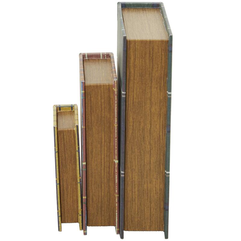 Faux Storage Book Decorative Box - Set of 3 Dark Brown, Gray, Cream, Beige, Multi Colored, Blue, White - Roche River Decor