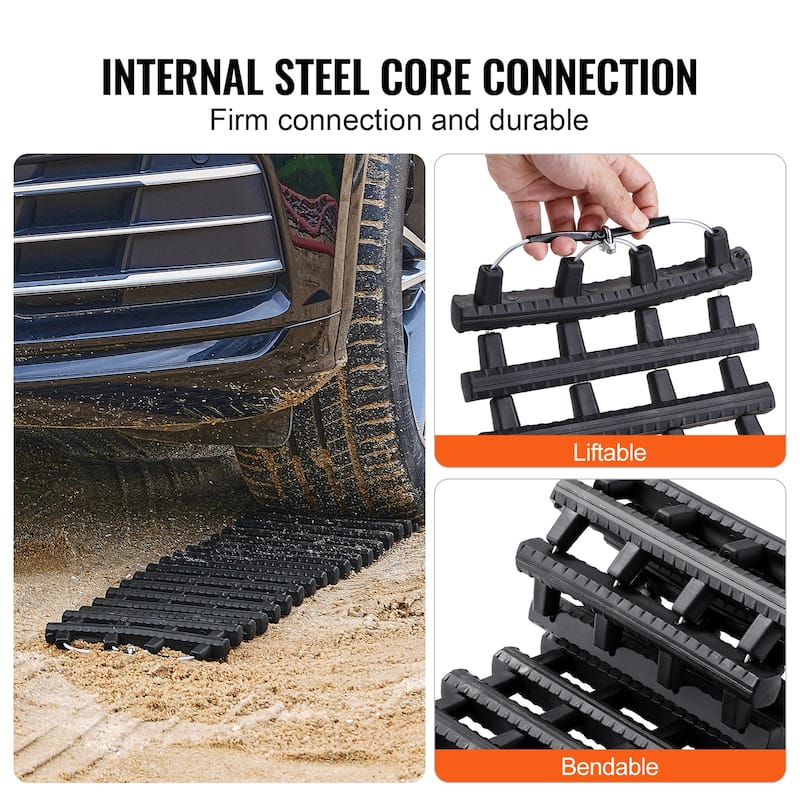 Traction Boards with PP Material, Recovery Boards for Off-road Vehicles/Cars/Pickups/SUVs/RVs, Pair Tire Traction Mats on Snow