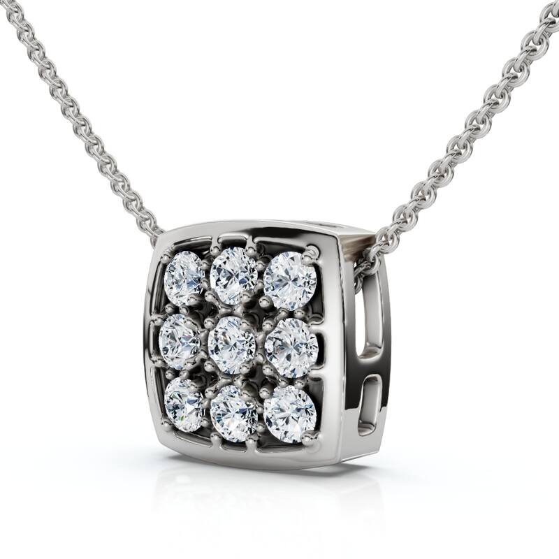 1/5ct Pave Diamond Cluster Pendant White Gold