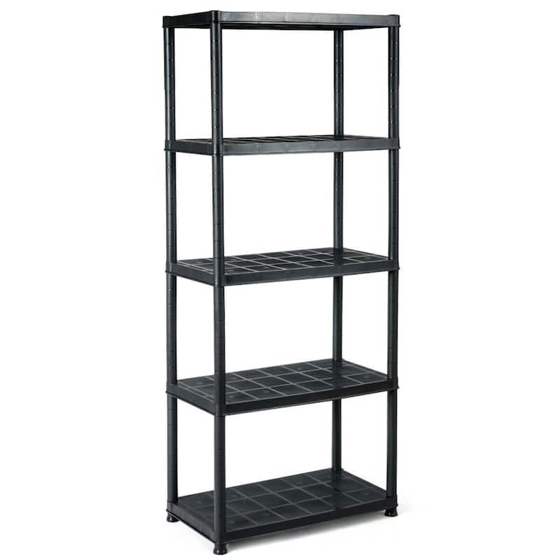 5-Tier Storage Shelf for Home Office Tools and Indoor Organization - 28" x 15" x 67" (L x W x H) - Black